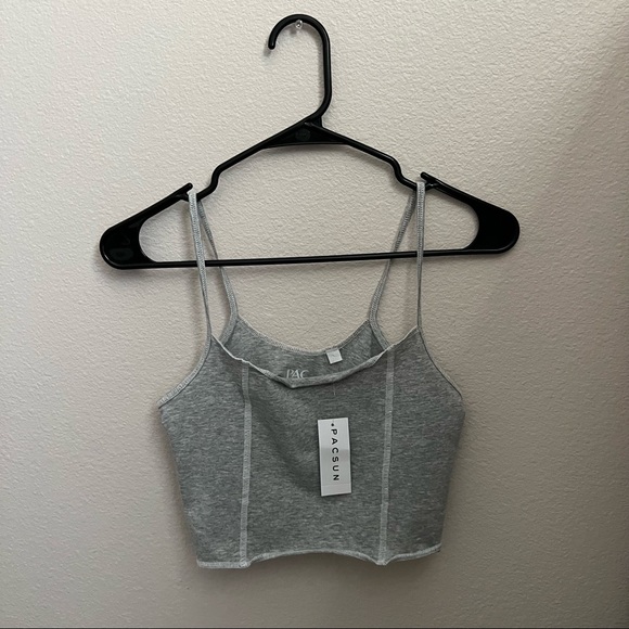 Gray Crop Cami Tank Top - Picture 1 of 3